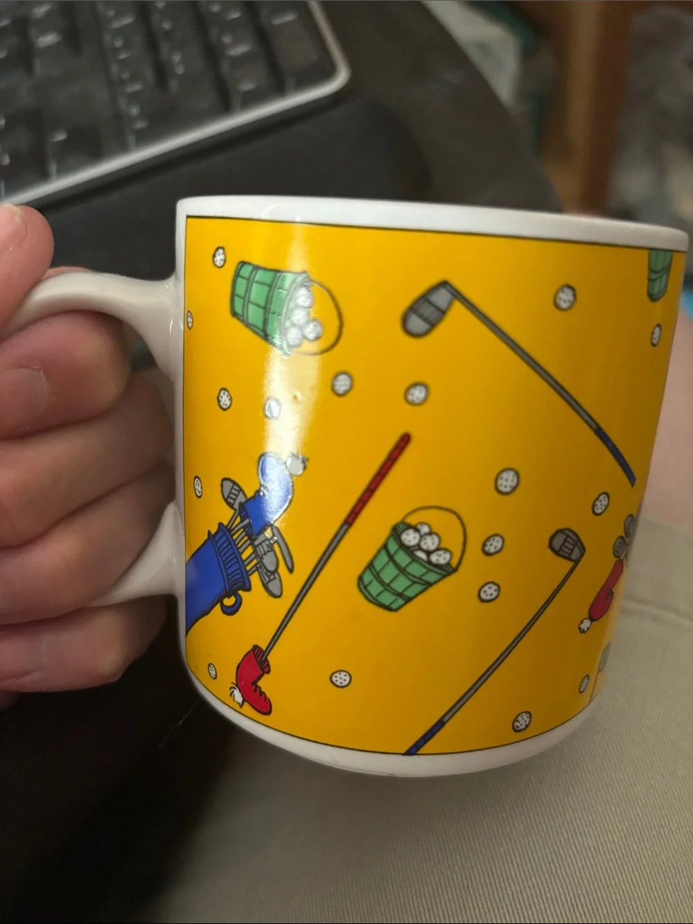 Vintage Golf Pete and Clete Ganz Coffee Mug, Funny Driving Range Bucket of Balls